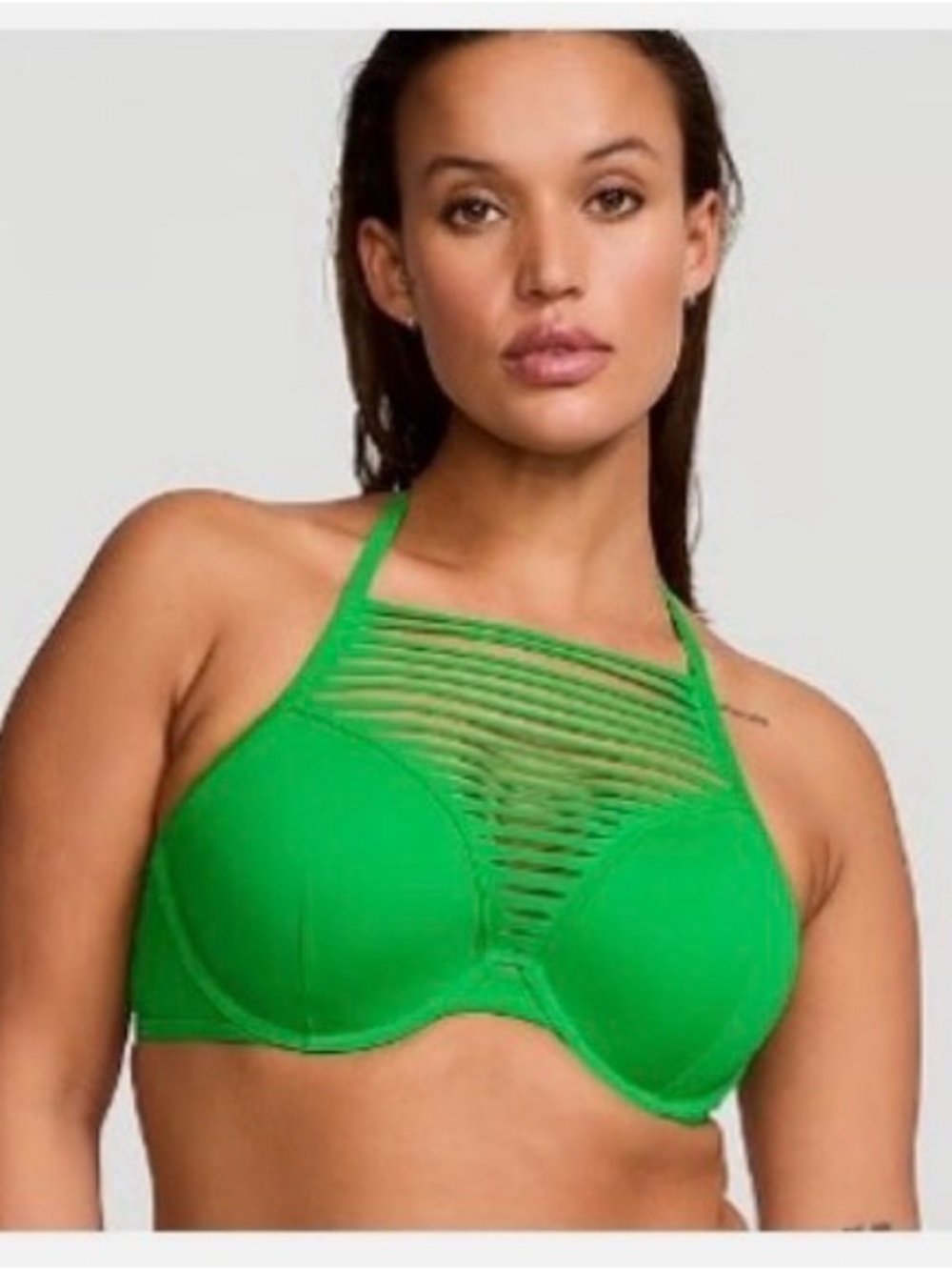 Victoria's Secret Green High-Neck Strappy Swim Top